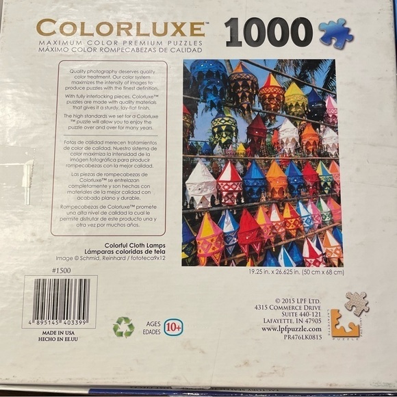 ColorLuxe 1000 piece jigsaw puzzle Colorful Cloth Lamps made in USA - Picture 4 of 6